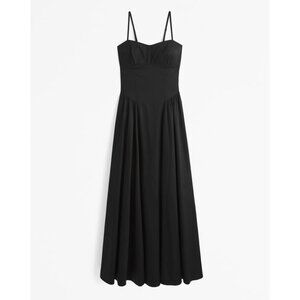 ABERCROMBIE & FITCH Women's Dipped-Waist Sweetheart Maxi Dress Size S In Black